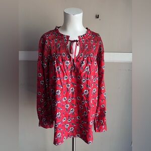 Jade Red Floral Women's Blouse